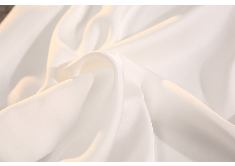 Embroidery Lace Trim Side Slit Satin Bra-In Chemise