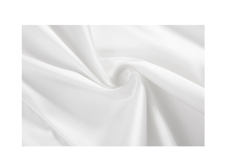Bow-Embellished Side Slit Satin Chemise & Thong