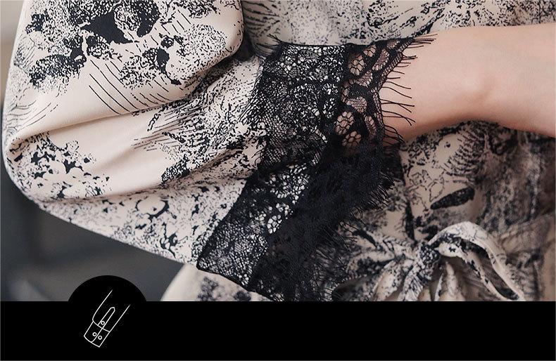 Silky Lace Trim Long Pajama Set