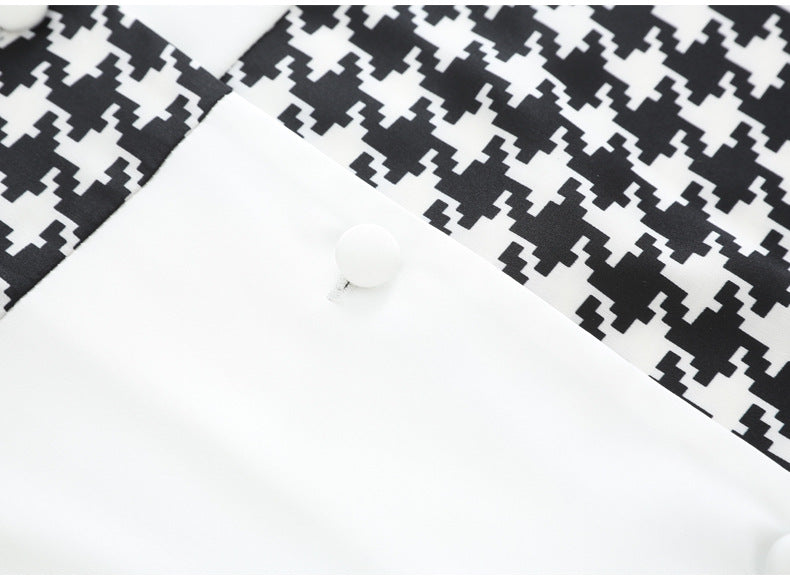 Stylish Satin Houndstooth Pajama Leisurewear