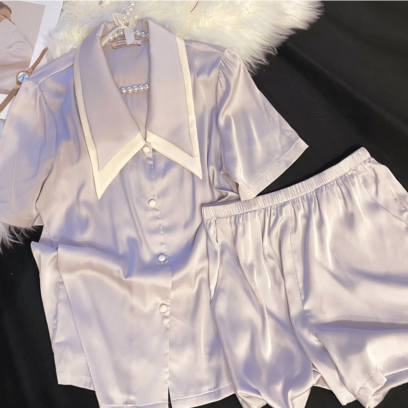 Lavender Satin Short Pajama Set