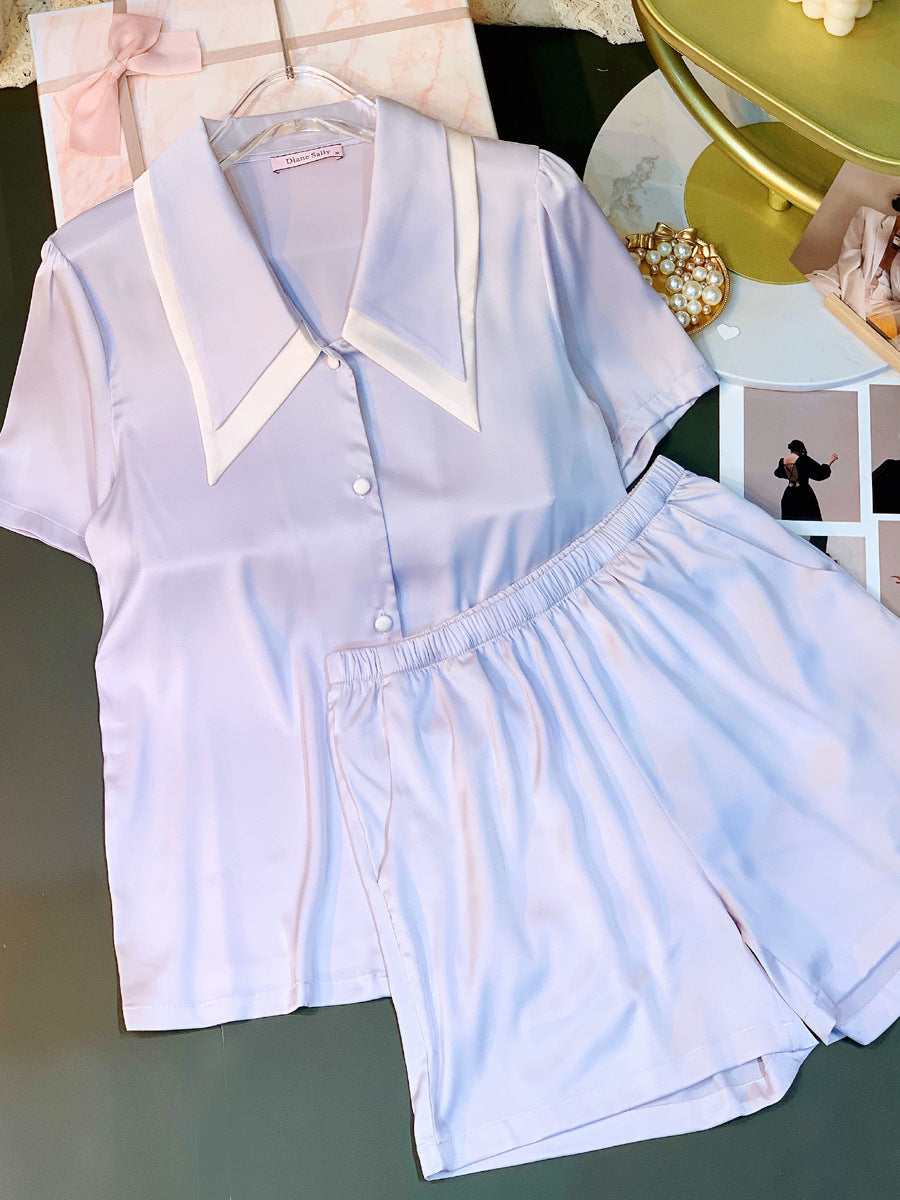 Lavender Satin Short Pajama Set