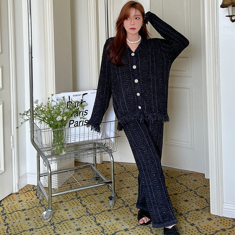 Tassel Trim Button Top & Pant
