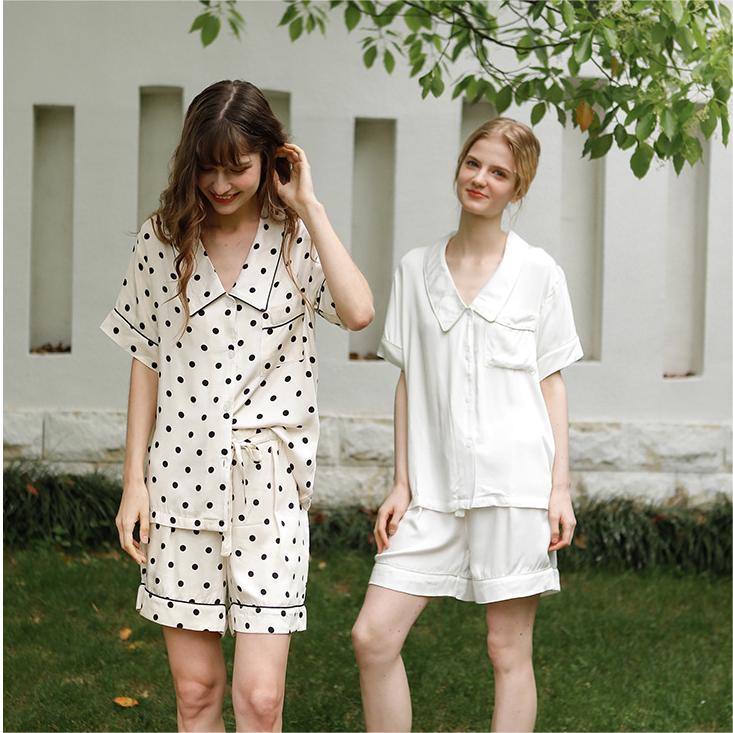 Cozy Sateen Short Sleeve Top Pajama Set