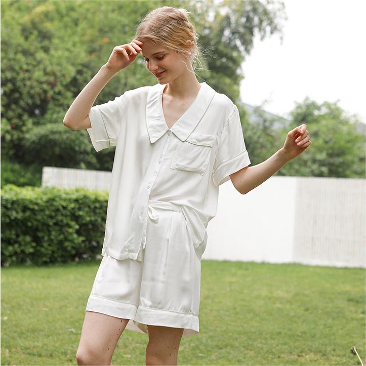 Cozy Sateen Short Sleeve Top Pajama Set