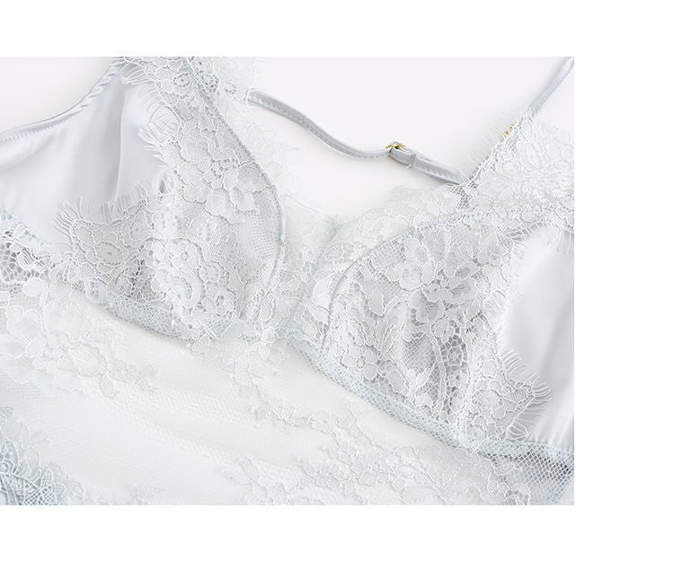 Elegant Embroidered Lace Satin Chemise