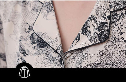 Silky Lace Trim Long Pajama Set