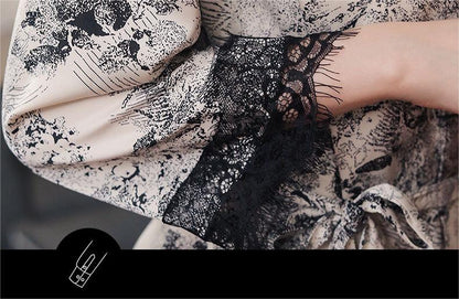 Silky Lace Trim Long Pajama Set