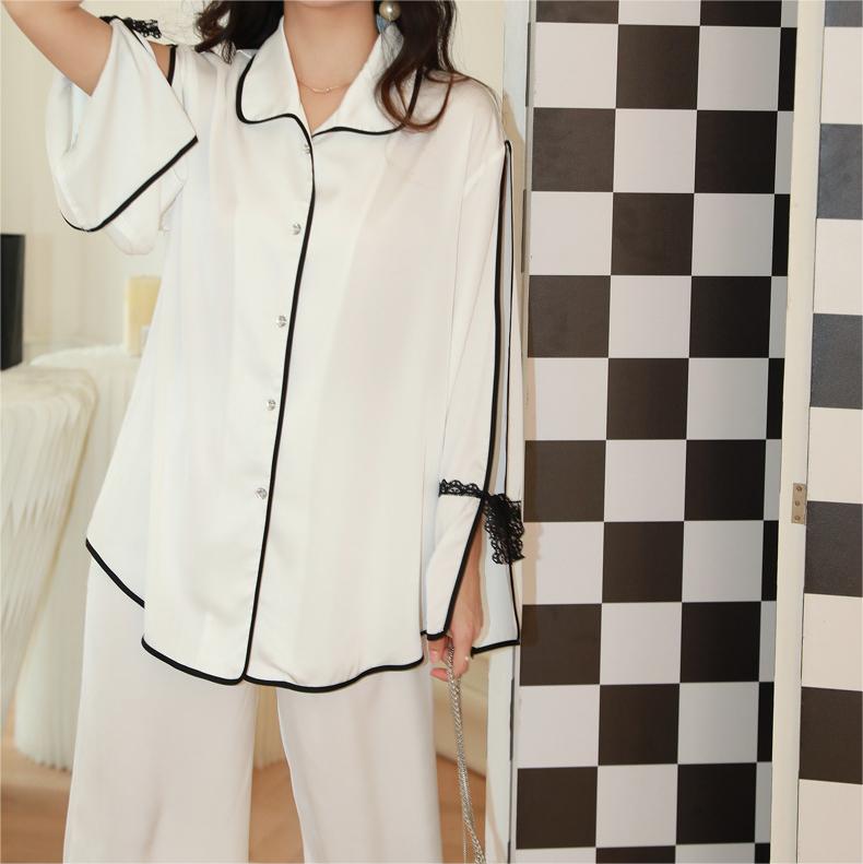 Silky Breathable Lightweight Split Cuff Sleep Blouse & Pant Set