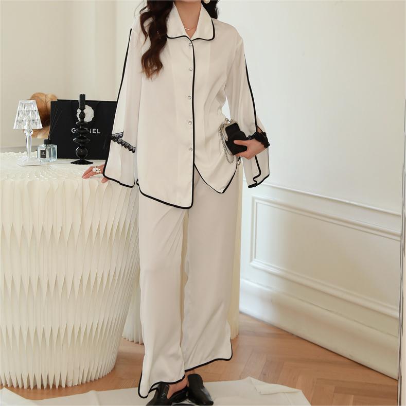 Silky Breathable Lightweight Split Cuff Sleep Blouse & Pant Set