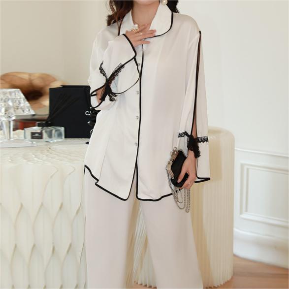 Silky Breathable Lightweight Split Cuff Sleep Blouse & Pant Set