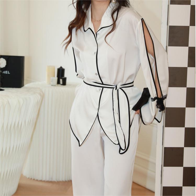 Silky Breathable Lightweight Split Cuff Sleep Blouse & Pant Set