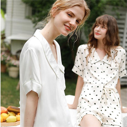 Cozy Sateen Short Sleeve Top Pajama Set