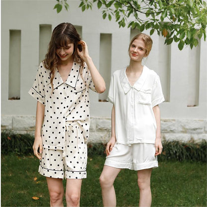 Cozy Sateen Short Sleeve Top Pajama Set
