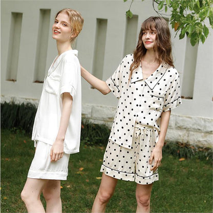 Cozy Sateen Short Sleeve Top Pajama Set