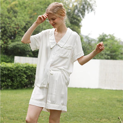 Cozy Sateen Short Sleeve Top Pajama Set