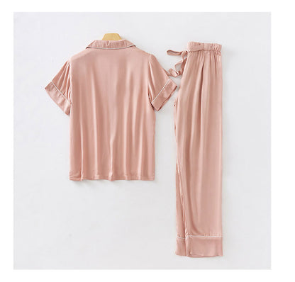 Cozy Sateen Short Sleeve Top Pajama Set