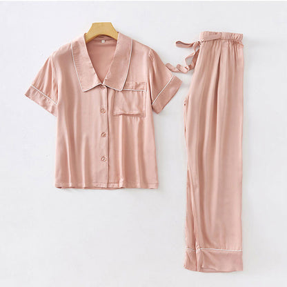 Cozy Sateen Short Sleeve Top Pajama Set