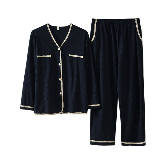 Cotton Contrast Trim Pajama Set